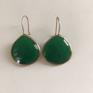 Beautiful, opaque emerald green drop earrings
